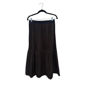 Kallmeyer New York Brown Pleated Midi Long Skirt Sz M MSRP $650 - Excellent